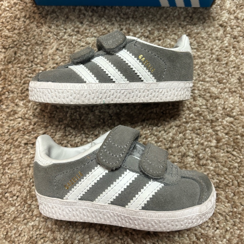 Baby grey Adidas Gazelle shoe